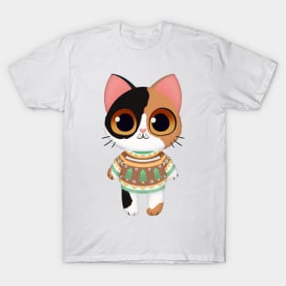 Holiday Black, Brown and White Kitten T-Shirt